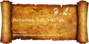 Hatschek Lóránt névjegykártya